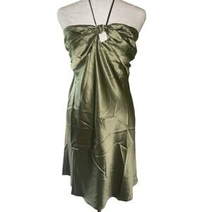 NWT REFORMATION Sz 12 100% Silk Sorentine Green Dress Halter Knot Tied